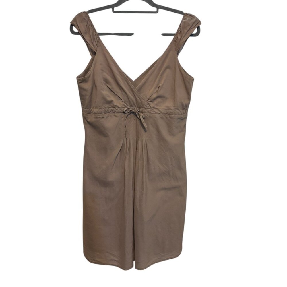 Patagonia Organic Cotton Tan Taupe Sleeveless Drawstring Empire Waist Dress